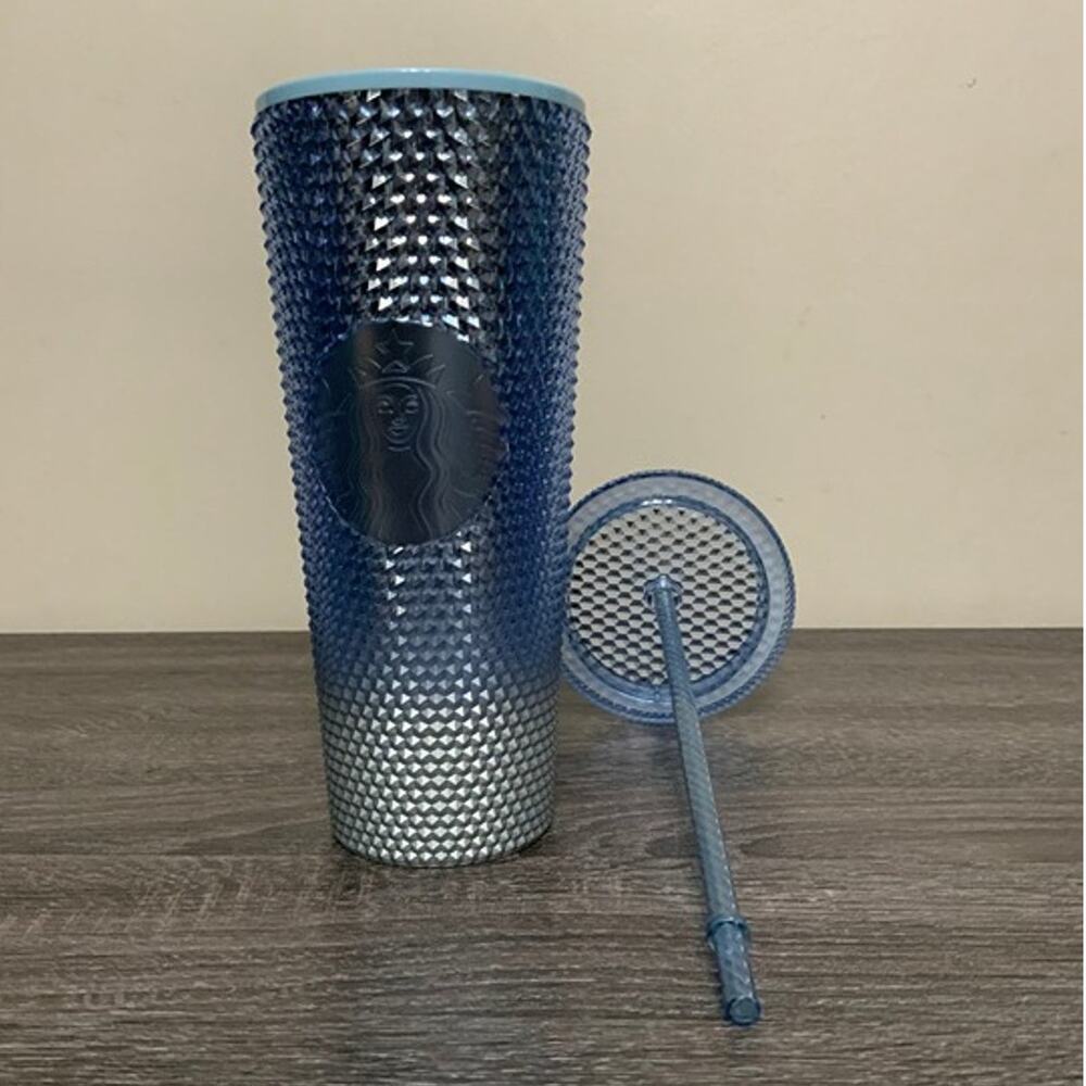Starbucks Studded Ombre Blue Tumbler Cup With Straw NWOT